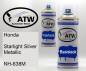 Preview: Honda, Starlight Silver Metallic, NH-638M: 400ml Sprühdose + 400ml Klarlack - Set, von ATW Autoteile West.
